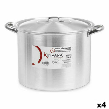 Olla con Tapa Kinvara Plateado Aluminio 38 x 25 x 31 cm (4 Unidades)
