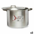 Olla con Tapa Kinvara Plateado Aluminio 44 x 30 x 35 cm (2 Unidades)