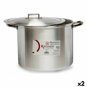 Olla con Tapa Kinvara Plateado Aluminio 44 x 30 x 35 cm (2 Unidades)