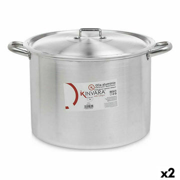 Olla con Tapa Kinvara Plateado Aluminio 48,5 x 31 x 39 cm Ø 36 cm (2 Unidades)
