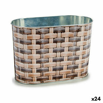 Macetero Ibergarden Metal Mimbre Ovalado 12,7 x 15 x 23,5 cm (24 Unidades)