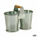 Macetero Ibergarden Marrón Plateado Madera Zinc Doble 20 x 15 x 10,2 cm (24 Unidades)