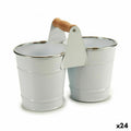 Macetero Ibergarden Blanco Plateado Madera Zinc Doble 20 x 15 x 10,2 cm 20,5 x 15 x 10,2 cm (24 Unidades)