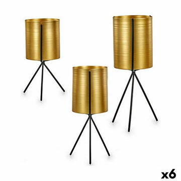 Set de Maceteros Gift Decor Negro Dorado Metal 11,5 x 28,5 x 11,5 cm (6 Unidades)