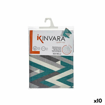 Mantel antimanchas Kinvara Verde Gris Loneta Antimanchas Rayas 140 x 180 cm (10 Unidades)