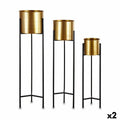 Set de Maceteros Gift Decor Negro Dorado Metal 24 x 93,5 x 24 cm (2 Unidades)