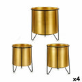 Set de Maceteros Gift Decor Negro Dorado Metal 21,5 x 22,5 x 21,5 cm (4 Unidades)