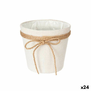 Macetero Ibergarden Blanco Marrón Tela Lazo 16 x 15 x 16 cm 16 x 15 x 17 cm (24 Unidades)