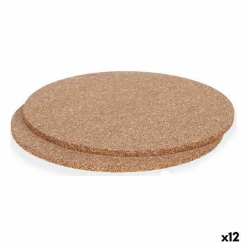 Set de salvamanteles Kinvara Natural Corcho 18 x 1 x 18 cm 18 x 0,5 x 18 cm Salvamantel (12 Unidades)
