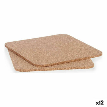 Set de salvamanteles Kinvara Natural Corcho 18 x 1 x 18 cm 18 x 0,5 x 18 cm Salvamantel (12 Unidades)