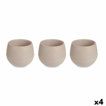Set de Macetas Ibergarden Taupé Plástico 16,5 x 16,5 x 14,5 cm 51,5 x 14,5 x 16,5 cm (4 Unidades)