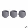 Set de Macetas Ibergarden Antracita Plástico 16,5 x 16,5 x 14,5 cm 51,5 x 14,5 x 16,5 cm (4 Unidades)
