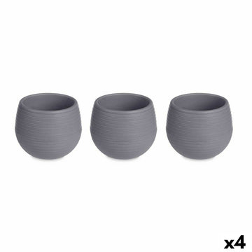 Set de Macetas Ibergarden Antracita Plástico 16,5 x 16,5 x 14,5 cm 51,5 x 14,5 x 16,5 cm (4 Unidades)