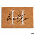 Felpudo Gift Decor Hello Blanco Negro Natural PVC 100 % PVC Fibra de coco 60 x 1 x 40 cm (10 Unidades) (12 Unidades)