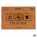 Felpudo Gift Decor Airplane Mode Amarillo Negro Natural PVC Fibra de coco 60 x 1 x 40 cm (12 Unidades)