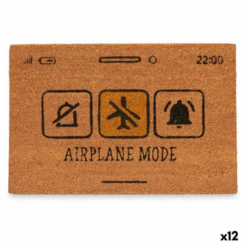 Felpudo Gift Decor Airplane Mode Amarillo Negro Natural PVC Fibra de coco 60 x 1 x 40 cm (12 Unidades)