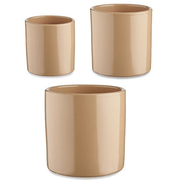 Set de Macetas Ibergarden Beige Arcilla Cilindro Ø 14 cm Ø 22 cm Ø 17 cm 22 x 19 x 22 cm 3 Piezas