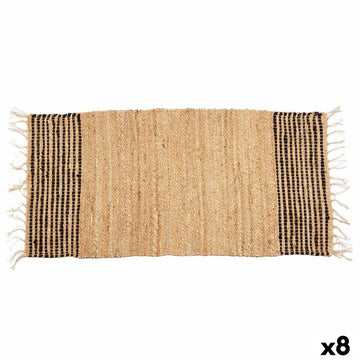 Alfombra Gift Decor Negro Natural Rayas 70 x 1 x 140 cm (8 Unidades)