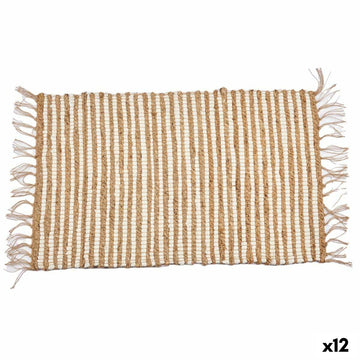 Alfombra Gift Decor Blanco Natural Rayas 60 x 1 x 90 cm (12 Unidades)