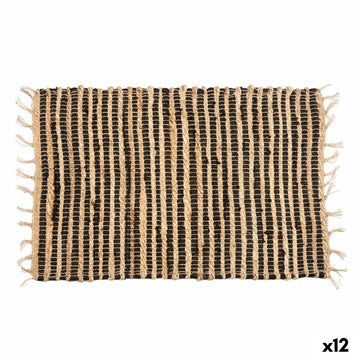Alfombra Gift Decor Negro Natural Rayas 60 x 1 x 90 cm (12 Unidades)