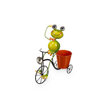 Macetero Ibergarden Amarillo Rojo Verde Metal Bicicleta Rana 31,5 x 32 x 17 cm
