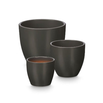 Set de Macetas Ibergarden Antracita Arcilla Ø 14 cm Ø 22 cm Ø 17 cm 3 Piezas