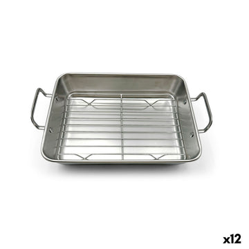Bandeja para Horno Quttin Plateado Acero 25,5 x 20 x 5,5 cm (12 Unidades)