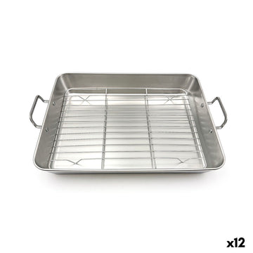 Bandeja para Horno Quttin Plateado Acero 35,5 x 28 x 5,5 (12 Unidades)