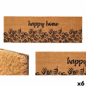Felpudo Gift Decor Happy home Natural PVC Fibra de coco 120 x 1 x 40 cm 40 x 10 x 120 cm (6 Unidades)