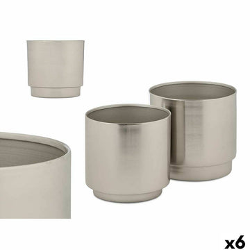 Set de Macetas Gift Decor Plateado Hierro 18 x 16,5 x 18 cm 16 x 15,5 x 16 cm (6 Unidades)