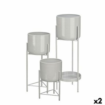 Set de Maceteros Gift Decor Gris Hierro 3 Piezas (2 Unidades)